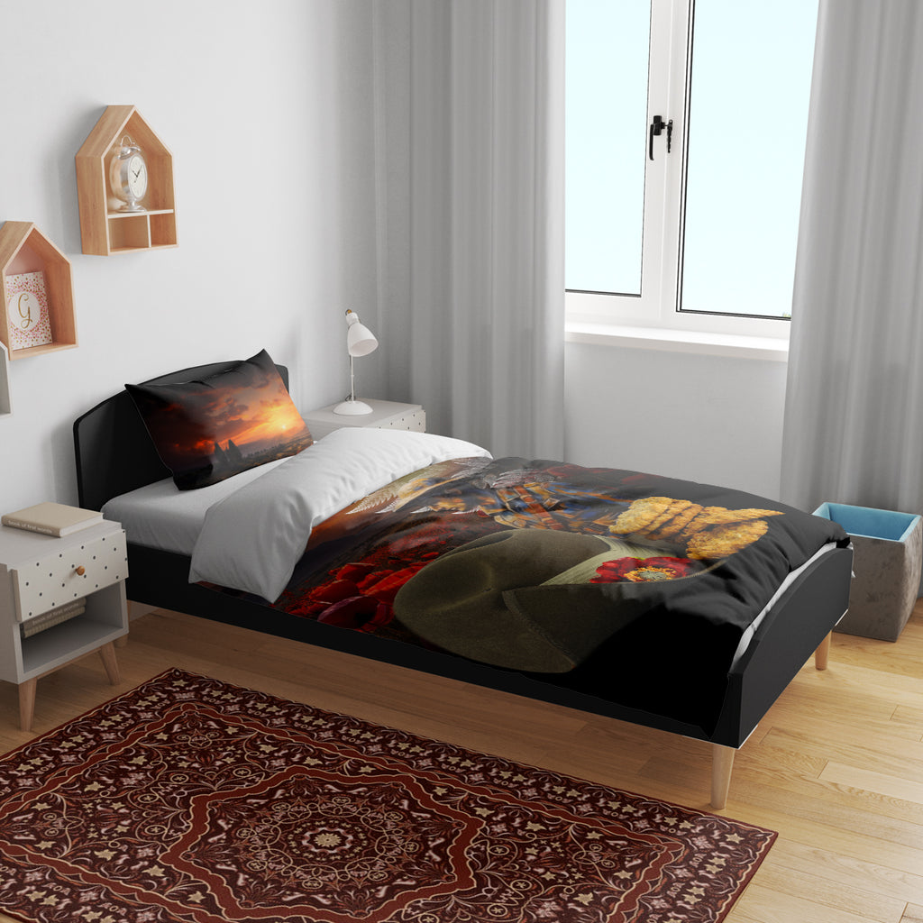 Slouch Hat and Biscuits ANZAC Bedding Set with Soldier Silver Fern