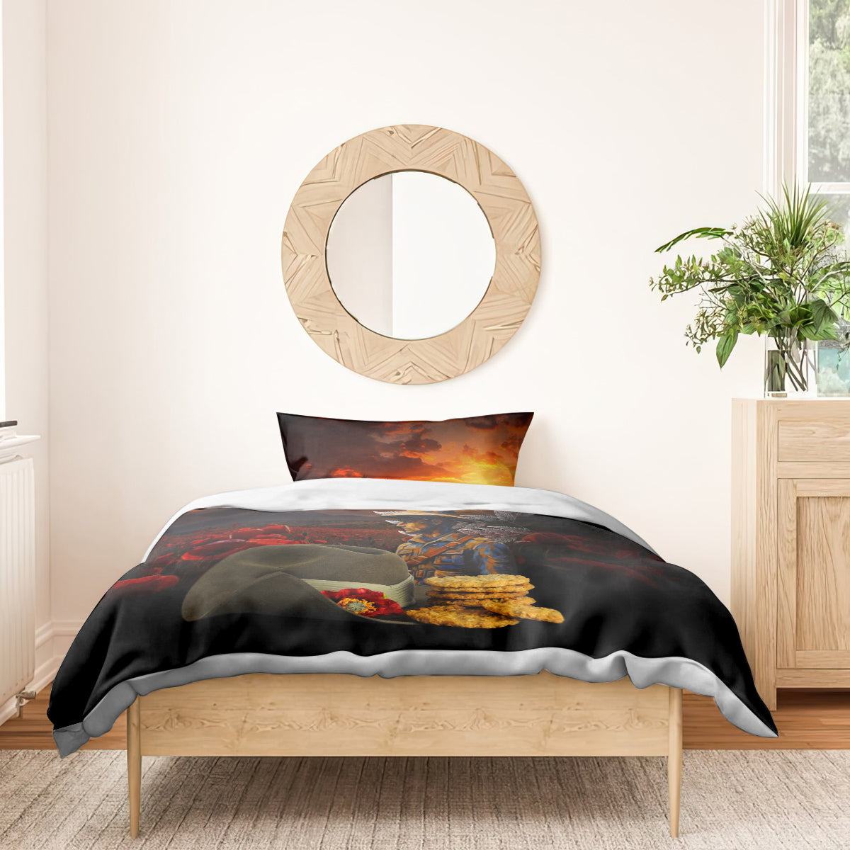 Slouch Hat and Biscuits ANZAC Bedding Set with Soldier Silver Fern