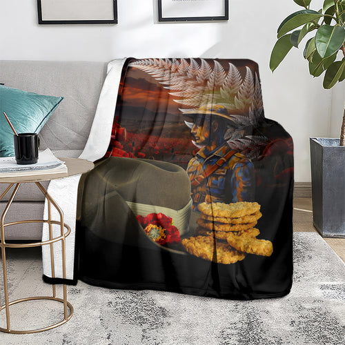 Slouch Hat and Biscuits ANZAC Blanket with Soldier Silver Fern