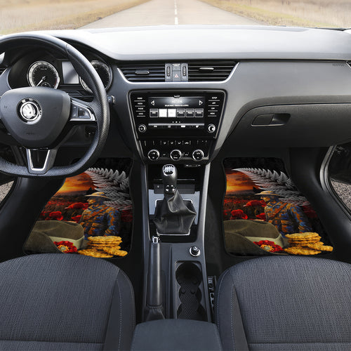 Slouch Hat and Biscuits ANZAC Car Mats with Soldier Silver Fern