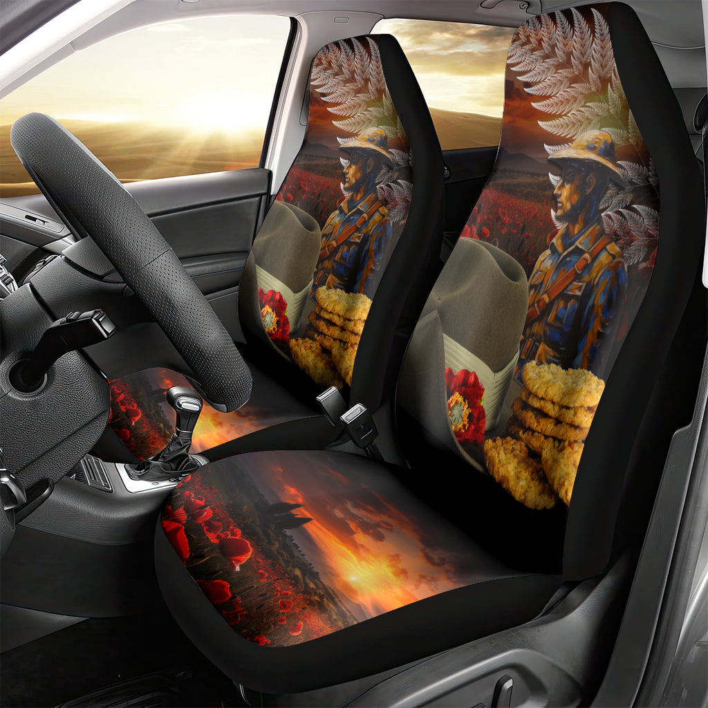 Slouch Hat and Biscuits ANZAC Car Seat Cover with Soldier Silver Fern