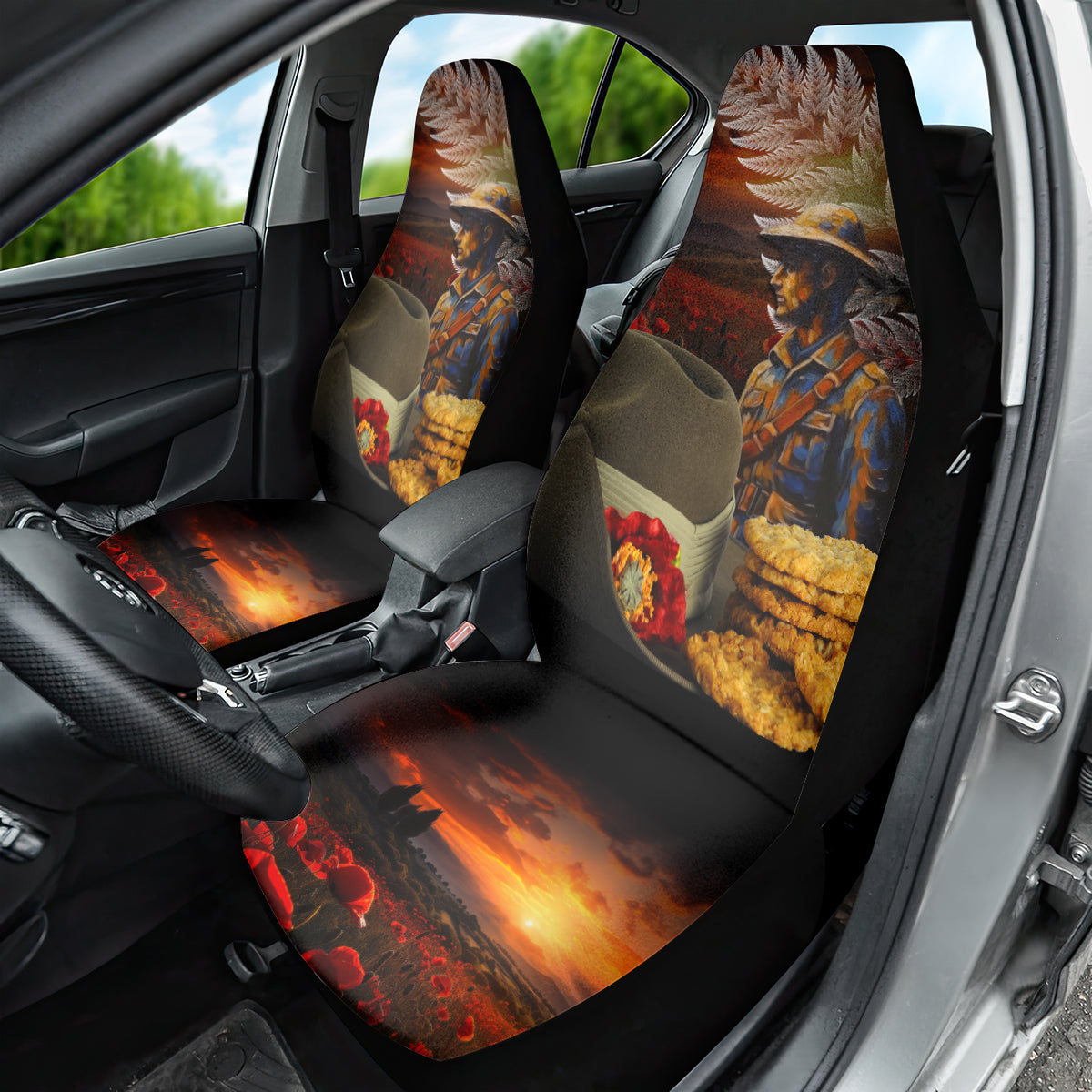Slouch Hat and Biscuits ANZAC Car Seat Cover with Soldier Silver Fern