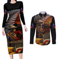 Slouch Hat and Biscuits ANZAC Couples Matching Long Sleeve Bodycon Dress and Long Sleeve Button Shirt with Soldier Silver Fern