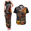 Slouch Hat and Biscuits ANZAC Couples Matching Tank Maxi Dress and Hawaiian Shirt with Soldier Silver Fern