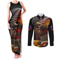 Slouch Hat and Biscuits ANZAC Couples Matching Tank Maxi Dress and Long Sleeve Button Shirt with Soldier Silver Fern