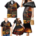 Slouch Hat and Biscuits ANZAC Family Matching Mermaid Dress and Hawaiian Shirt with Soldier Silver Fern