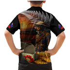 Slouch Hat and Biscuits ANZAC Family Matching Mermaid Dress and Hawaiian Shirt with Soldier Silver Fern