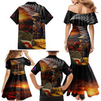 Slouch Hat and Biscuits ANZAC Family Matching Mermaid Dress and Hawaiian Shirt with Soldier Silver Fern