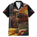 Slouch Hat and Biscuits ANZAC Family Matching Off Shoulder Short Dress and Hawaiian Shirt with Soldier Silver Fern