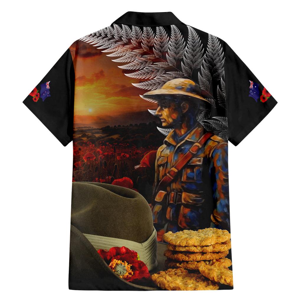 Slouch Hat and Biscuits ANZAC Family Matching Off Shoulder Short Dress and Hawaiian Shirt with Soldier Silver Fern