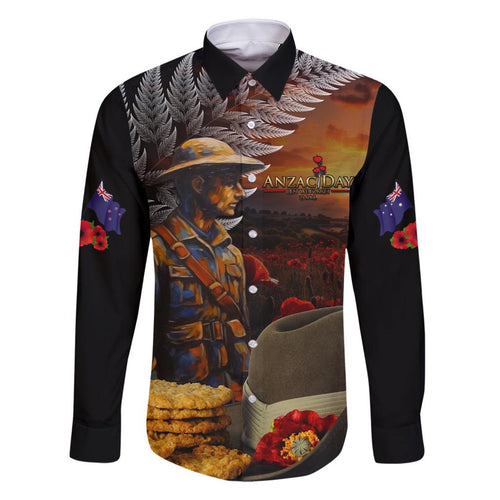 Slouch Hat and Biscuits ANZAC Family Matching Off Shoulder Short Dress and Hawaiian Shirt with Soldier Silver Fern