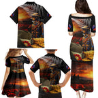 Slouch Hat and Biscuits ANZAC Family Matching Puletasi and Hawaiian Shirt with Soldier Silver Fern