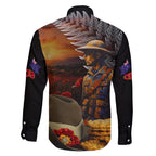 Slouch Hat and Biscuits ANZAC Family Matching Short Sleeve Bodycon Dress and Hawaiian Shirt with Soldier Silver Fern