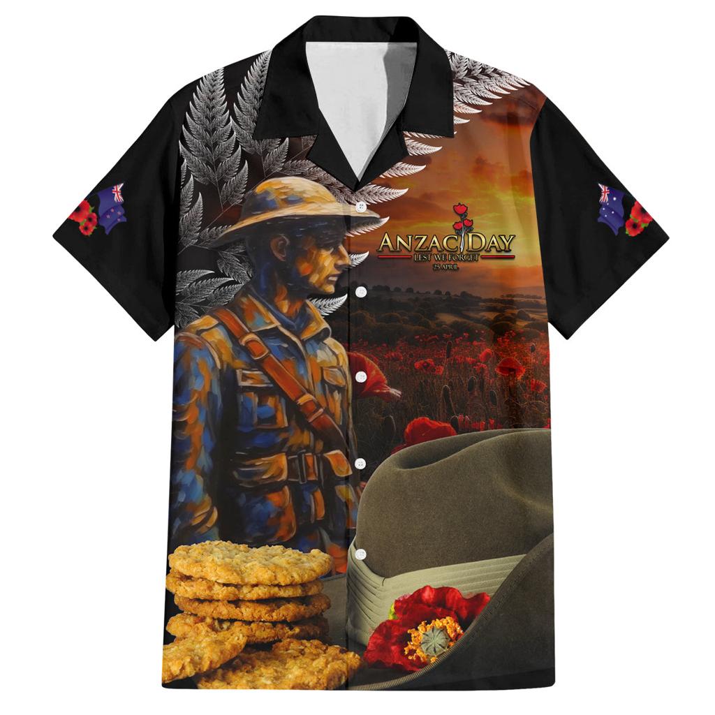 Slouch Hat and Biscuits ANZAC Family Matching Summer Maxi Dress and Hawaiian Shirt with Soldier Silver Fern