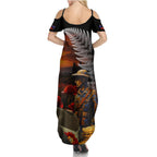 Slouch Hat and Biscuits ANZAC Family Matching Summer Maxi Dress and Hawaiian Shirt with Soldier Silver Fern