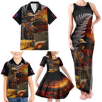 Slouch Hat and Biscuits ANZAC Family Matching Tank Maxi Dress and Hawaiian Shirt with Soldier Silver Fern