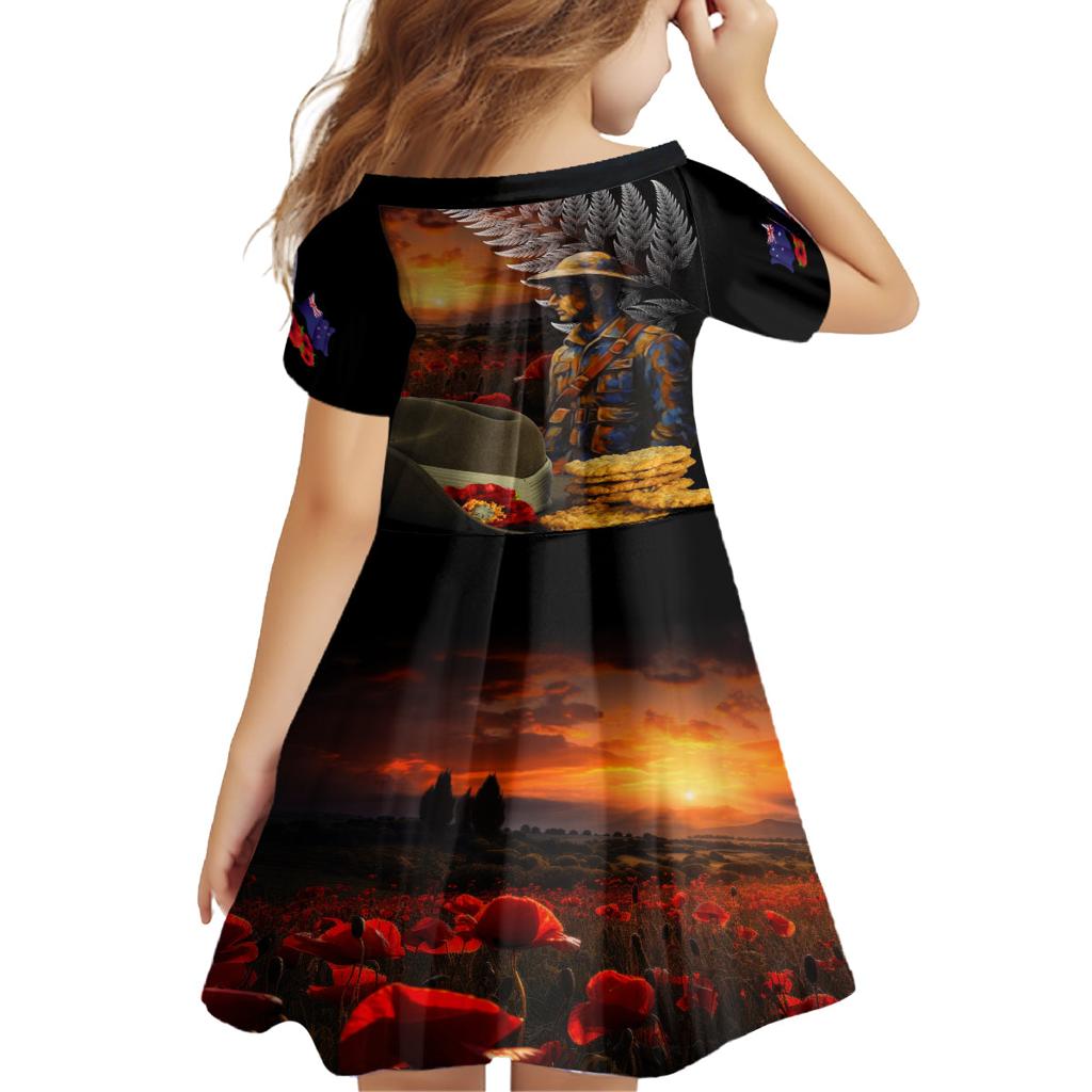 Slouch Hat and Biscuits ANZAC Family Matching Tank Maxi Dress and Hawaiian Shirt with Soldier Silver Fern
