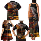 Slouch Hat and Biscuits ANZAC Family Matching Tank Maxi Dress and Hawaiian Shirt with Soldier Silver Fern