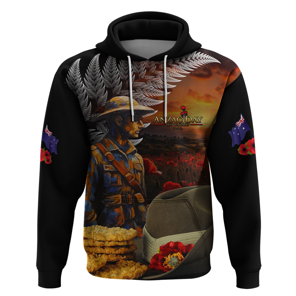 Slouch Hat and Biscuits ANZAC Hoodie with Soldier Silver Fern