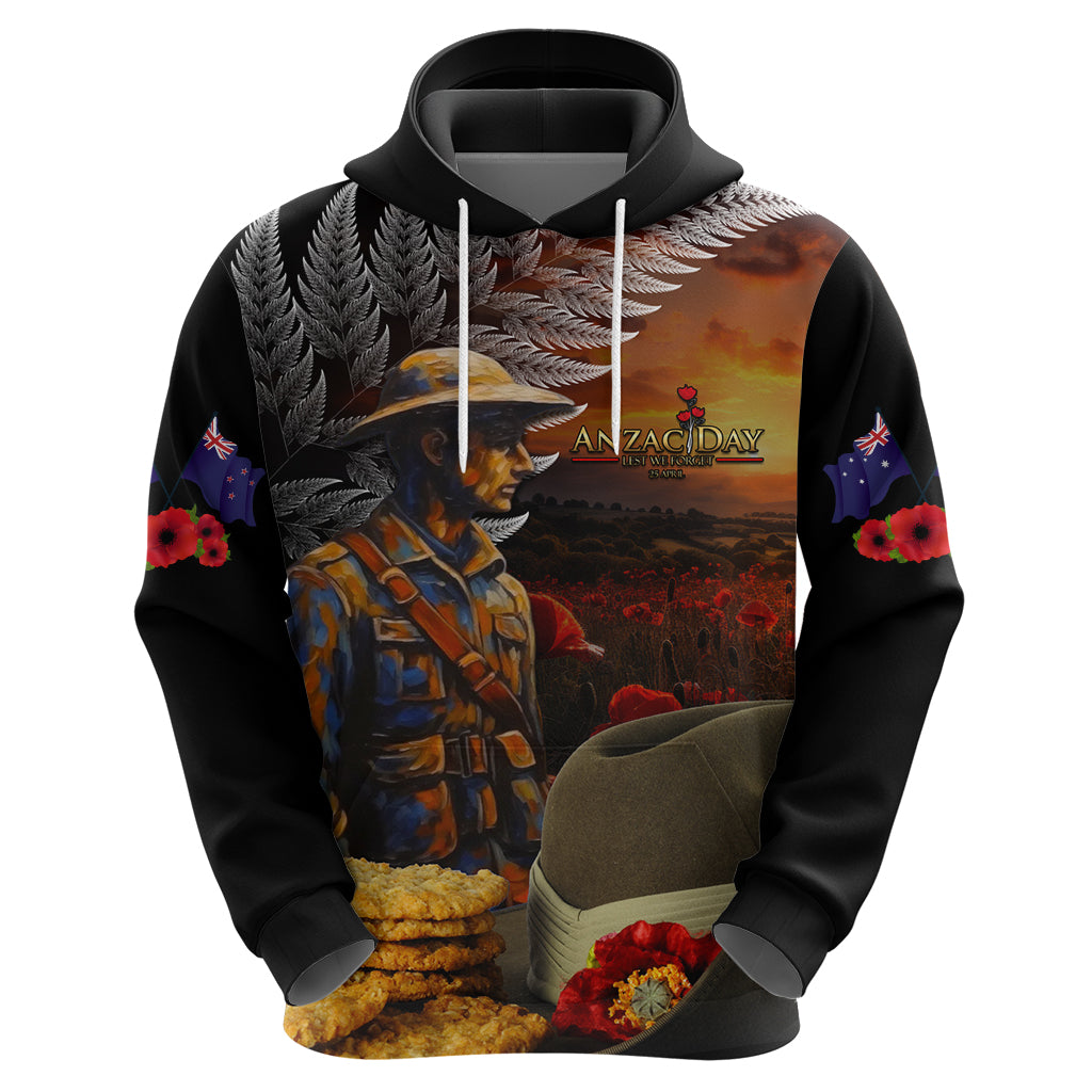 Slouch Hat and Biscuits ANZAC Hoodie with Soldier Silver Fern