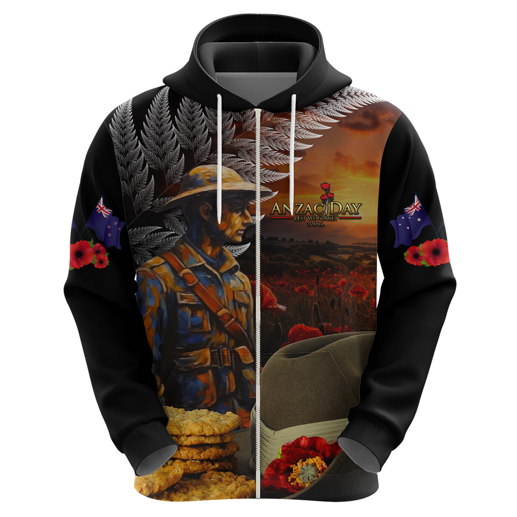 Slouch Hat and Biscuits ANZAC Hoodie with Soldier Silver Fern