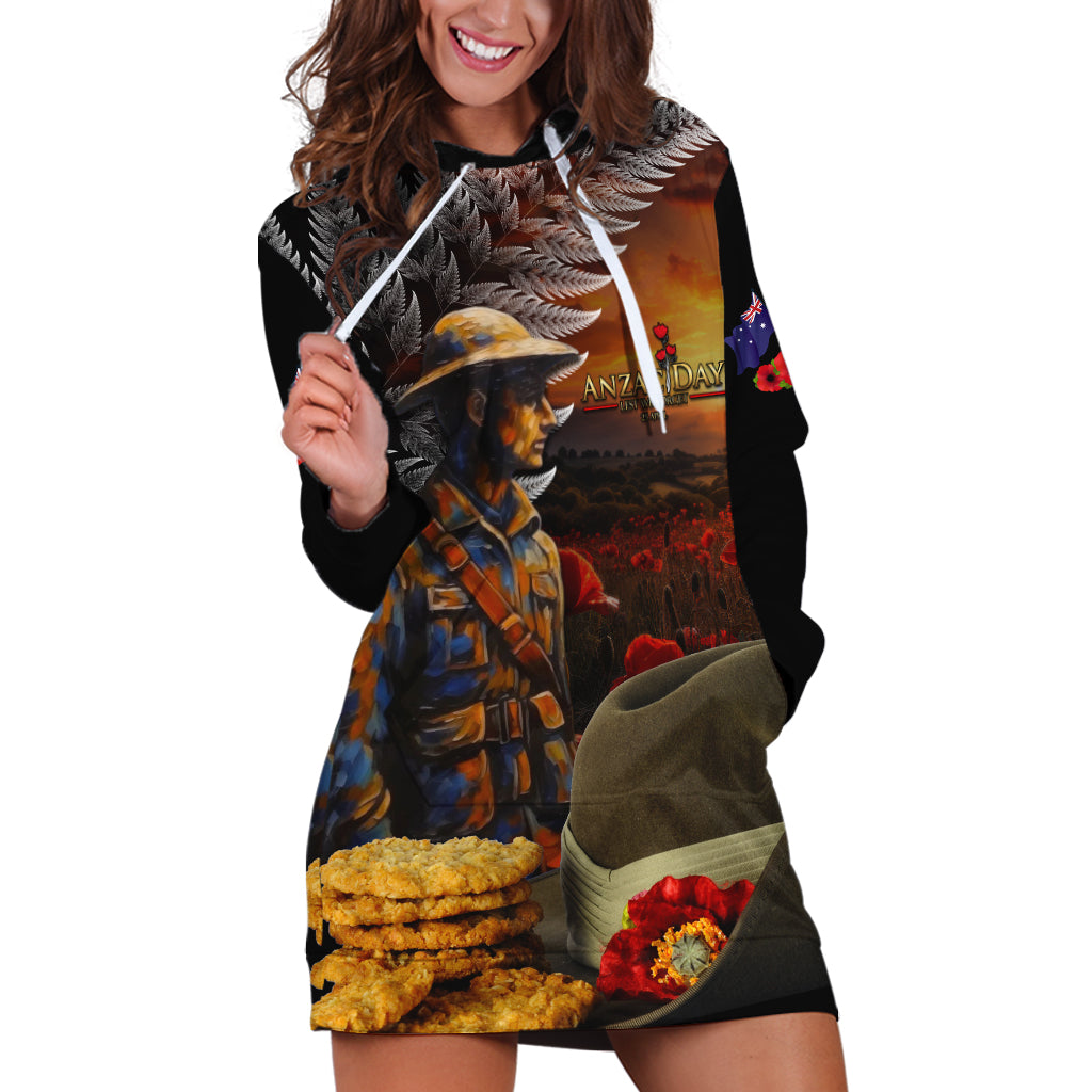 Slouch Hat and Biscuits ANZAC Hoodie Dress with Soldier Silver Fern