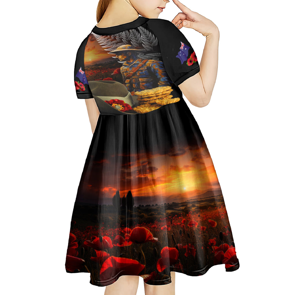 Slouch Hat and Biscuits ANZAC Kid Short Sleeve Dress with Soldier Silver Fern