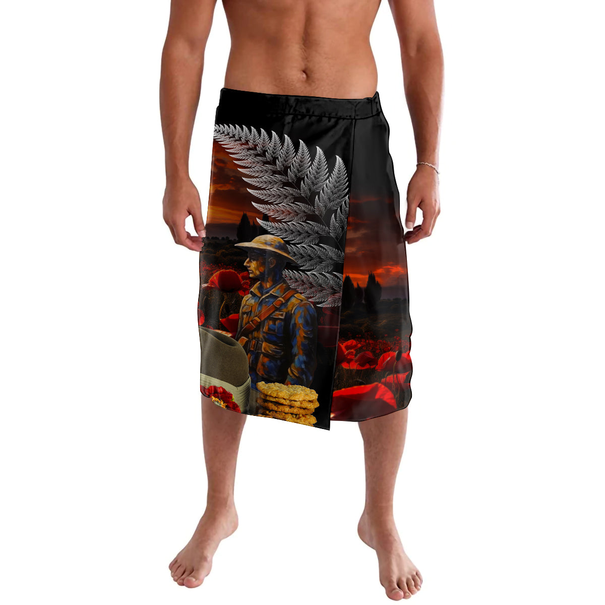 Slouch Hat and Biscuits ANZAC Lavalava with Soldier Silver Fern
