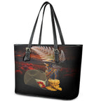Slouch Hat and Biscuits ANZAC Leather Tote Bag with Soldier Silver Fern
