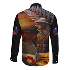 Slouch Hat and Biscuits ANZAC Long Sleeve Button Shirt with Soldier Silver Fern