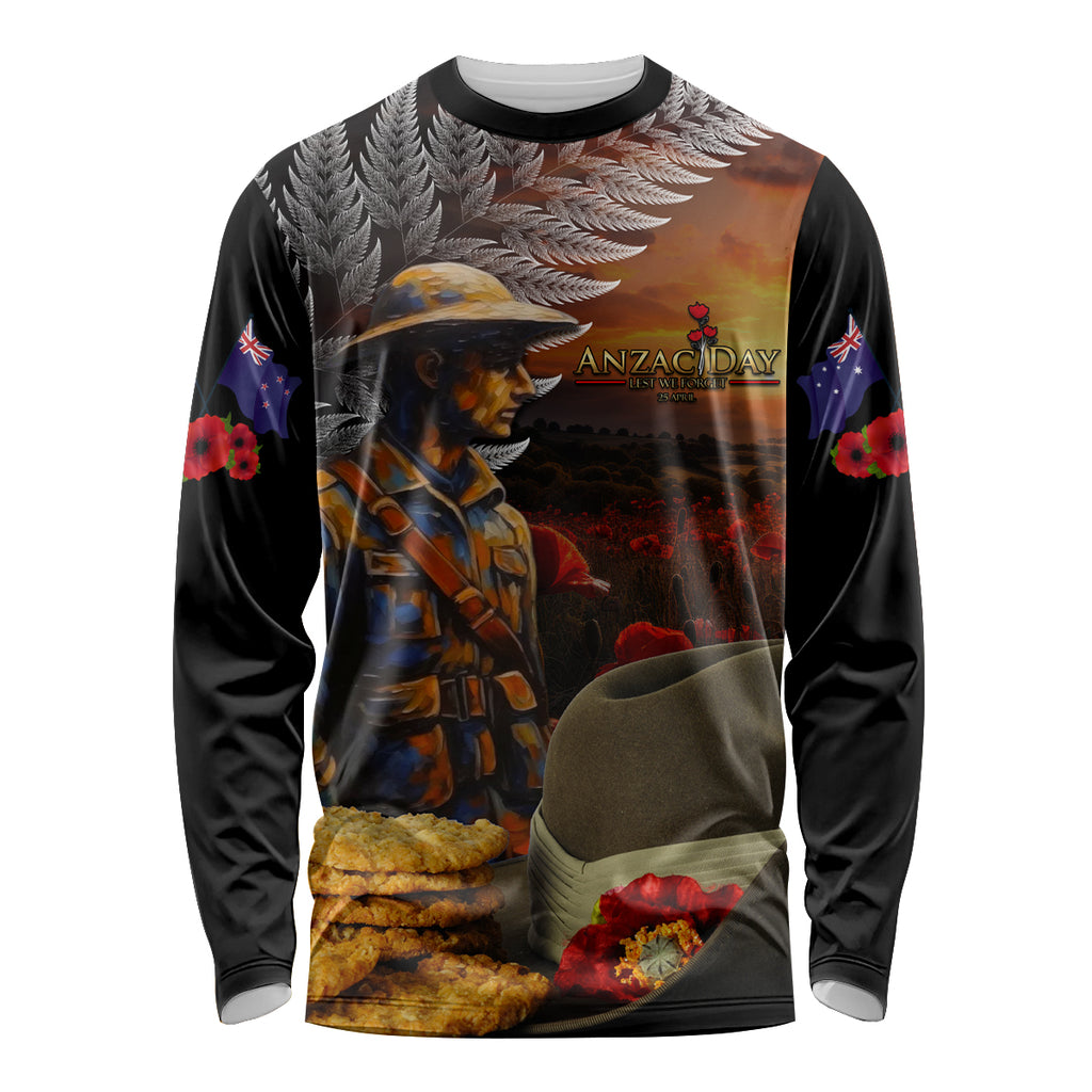 Slouch Hat and Biscuits ANZAC Long Sleeve Shirt with Soldier Silver Fern