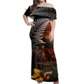 Slouch Hat and Biscuits ANZAC Off Shoulder Maxi Dress with Soldier Silver Fern