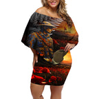 Slouch Hat and Biscuits ANZAC Off Shoulder Short Dress with Soldier Silver Fern
