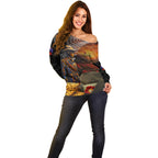 Slouch Hat and Biscuits ANZAC Off Shoulder Sweater with Soldier Silver Fern