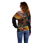 Slouch Hat and Biscuits ANZAC Off Shoulder Sweater with Soldier Silver Fern