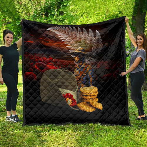 Slouch Hat and Biscuits ANZAC Quilt with Soldier Silver Fern