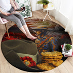 Slouch Hat and Biscuits ANZAC Round Carpet with Soldier Silver Fern