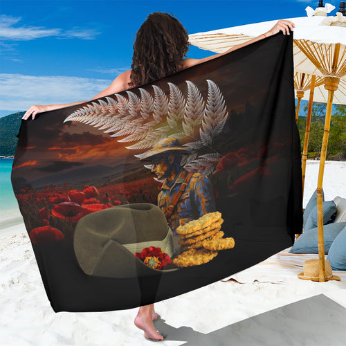 Slouch Hat and Biscuits ANZAC Sarong with Soldier Silver Fern