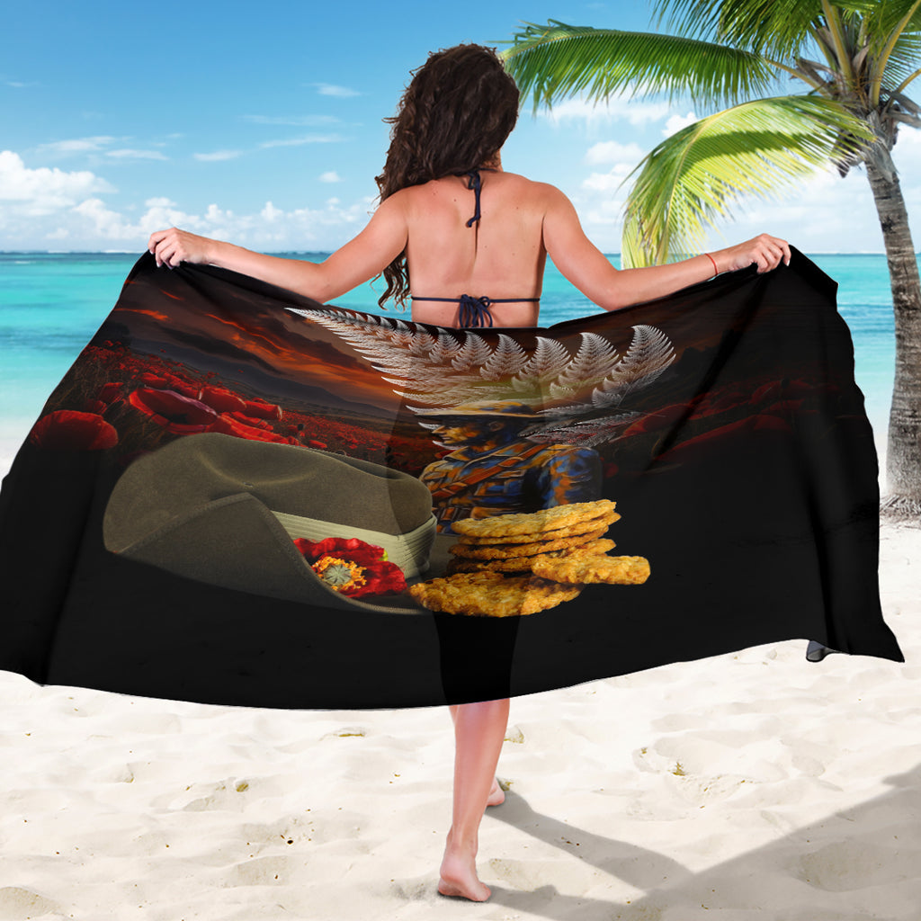 Slouch Hat and Biscuits ANZAC Sarong with Soldier Silver Fern