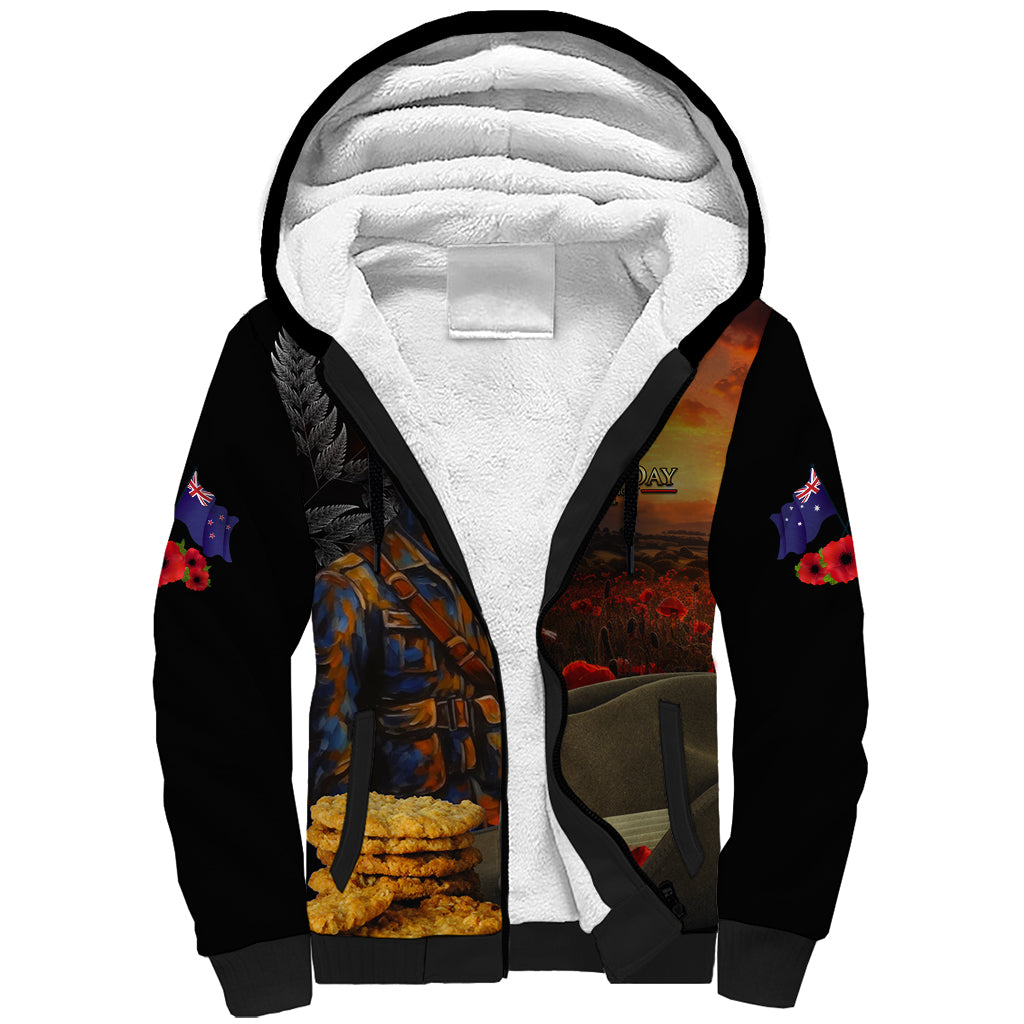 Slouch Hat and Biscuits ANZAC Sherpa Hoodie with Soldier Silver Fern