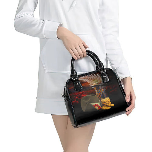 Slouch Hat and Biscuits ANZAC Shoulder Handbag with Soldier Silver Fern