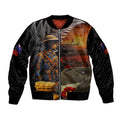 Slouch Hat and Biscuits ANZAC Sleeve Zip Bomber Jacket with Soldier Silver Fern