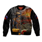 Slouch Hat and Biscuits ANZAC Sleeve Zip Bomber Jacket with Soldier Silver Fern