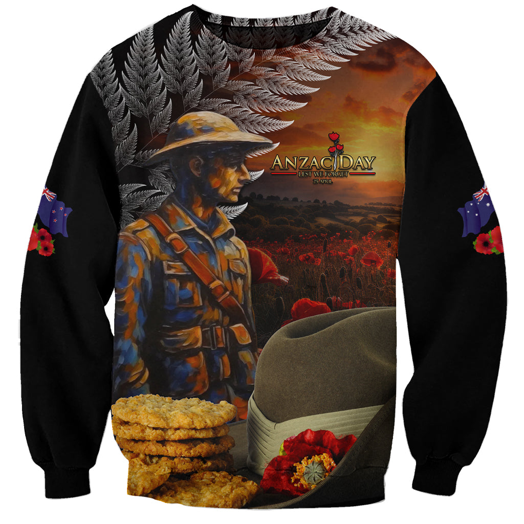 Slouch Hat and Biscuits ANZAC Sweatshirt with Soldier Silver Fern