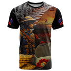 Slouch Hat and Biscuits ANZAC T Shirt with Soldier Silver Fern