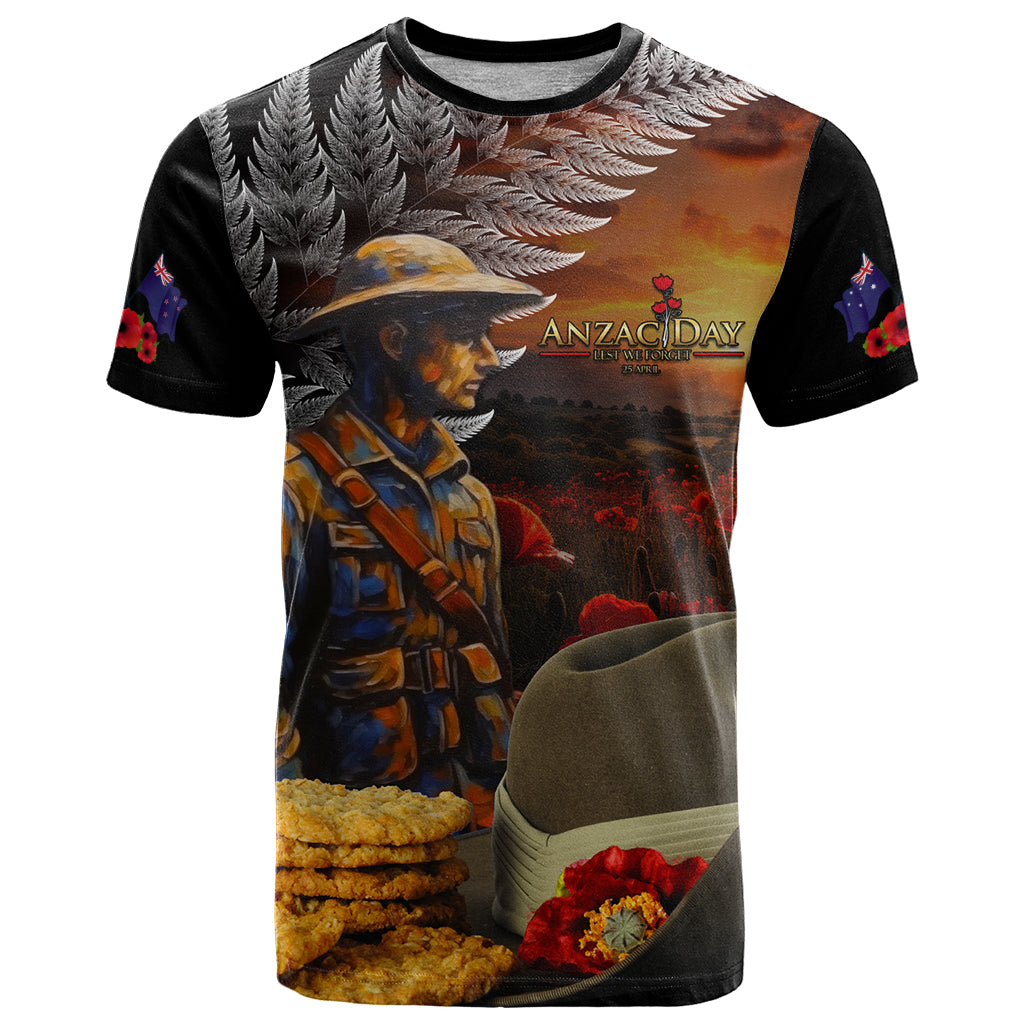 Slouch Hat and Biscuits ANZAC T Shirt with Soldier Silver Fern