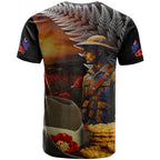 Slouch Hat and Biscuits ANZAC T Shirt with Soldier Silver Fern