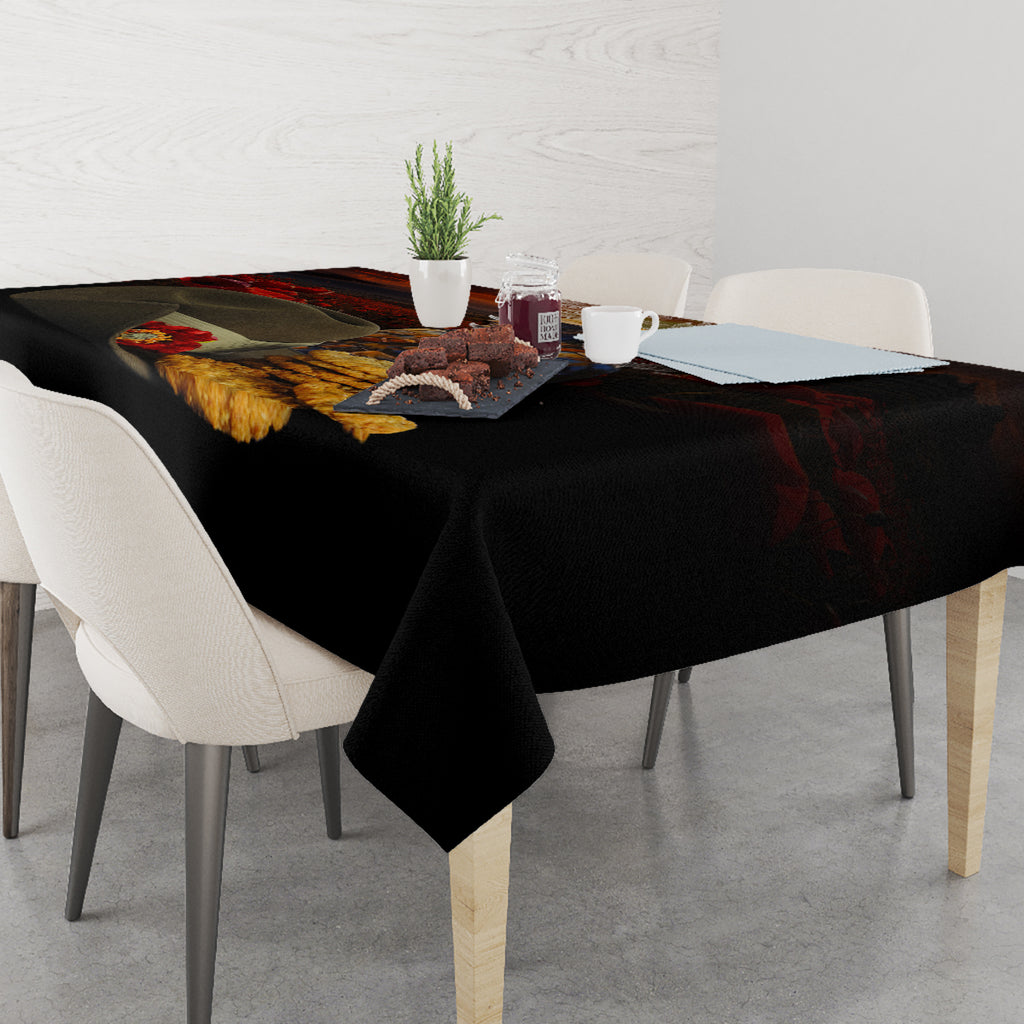 Slouch Hat and Biscuits ANZAC Tablecloth with Soldier Silver Fern