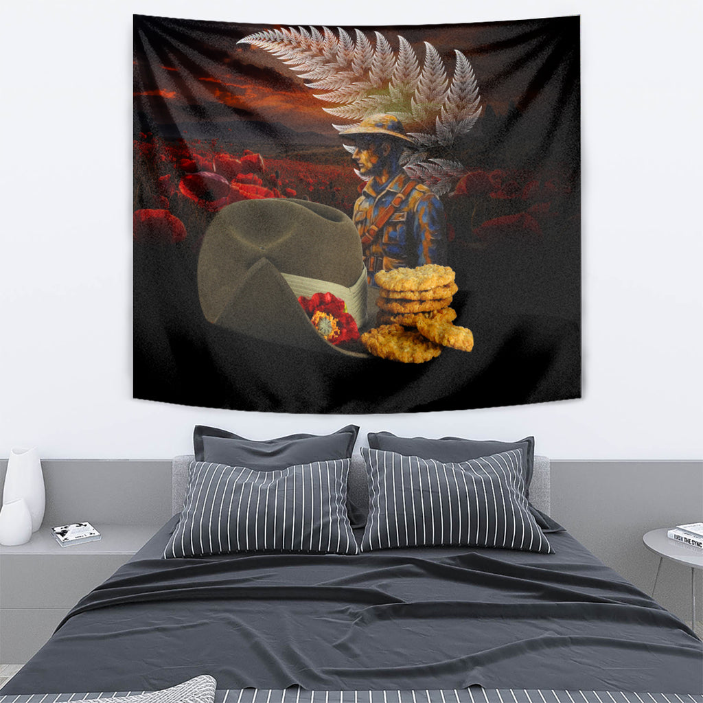 Slouch Hat and Biscuits ANZAC Tapestry with Soldier Silver Fern