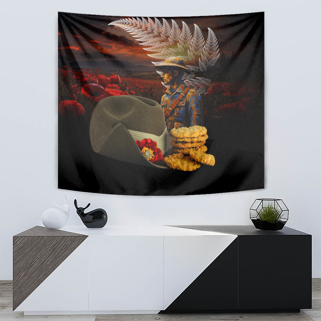 Slouch Hat and Biscuits ANZAC Tapestry with Soldier Silver Fern
